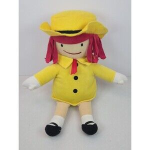 Madeline Yellow Coat Girl Plush Doll Stuffed Toy Red Hair Hat 10" Cute Soft